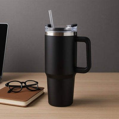 Premium 1200 ML Stainless Steel Vacuum Insulated Travel Mug with Straw and Handle, Tumbler (1200ML / 1 Pc)